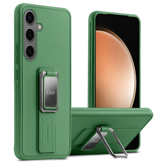 Premium Silicone Case with Metal Kickstand and Camera Protection Back Cover For Samsung S24 FE 5G