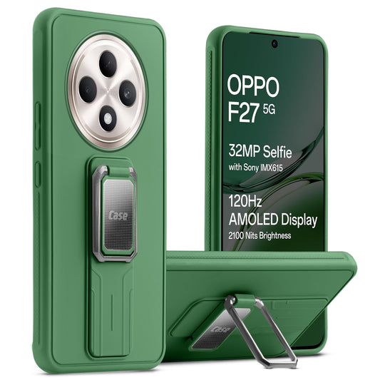 Premium Silicone Case with Metal Kickstand and Camera Protection Back Cover For Oppo F27 5G