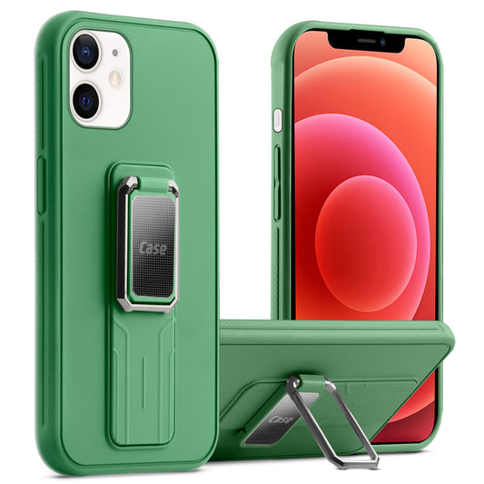 Premium Silicone Case with Metal Kickstand and Camera Protection Back Cover For Apple iPhone 12