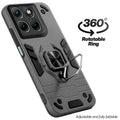 Dual layer shockproof back cover with 360° rotatable ring grip for Motorola G37 5G