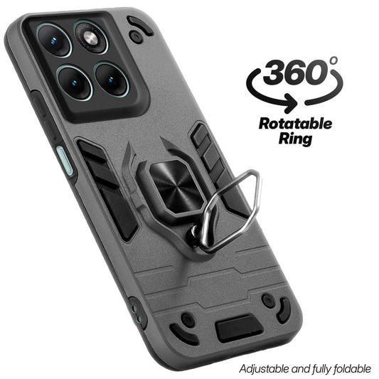 Dual layer shockproof back cover with 360° rotatable ring grip for Motorola G37 5G