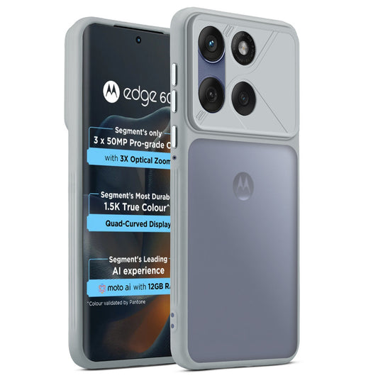 Premium Frosted Back Cover with Textured Camera Design & Metal-Look Buttons for Motorola Moto Edge 60 5G