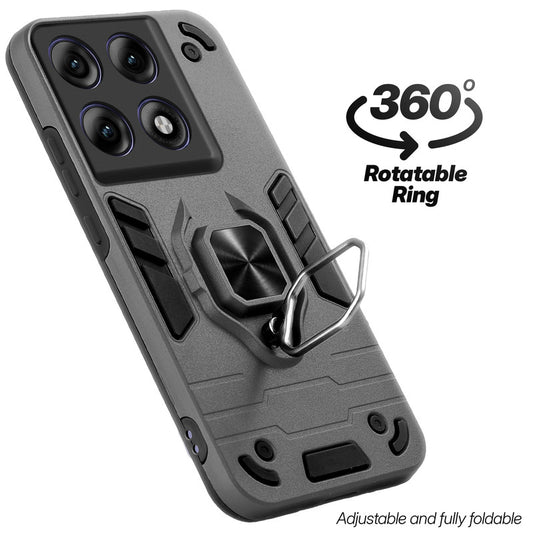 Dual layer shockproof back cover with 360° rotatable ring grip for Motorola Moto Edge 70 Pro 5G