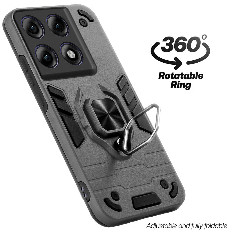 Dual layer shockproof back cover with 360° rotatable ring grip for Motorola Moto Edge 70 Pro Plus 5G