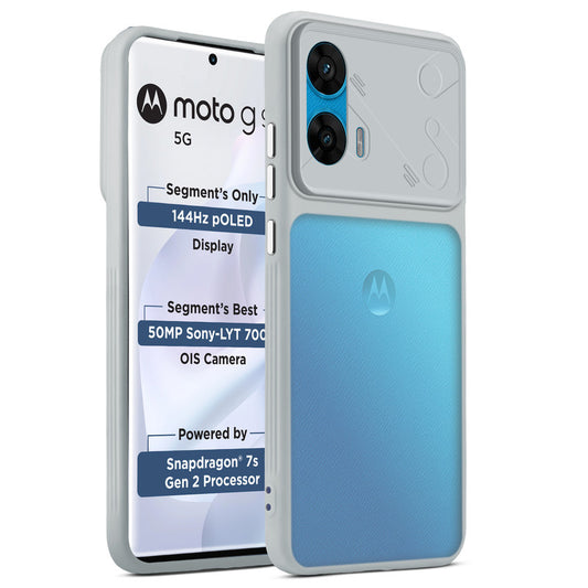 Premium Frosted Back Cover with Textured Camera Design & Metal-Look Buttons for Motorola Moto G96 5G