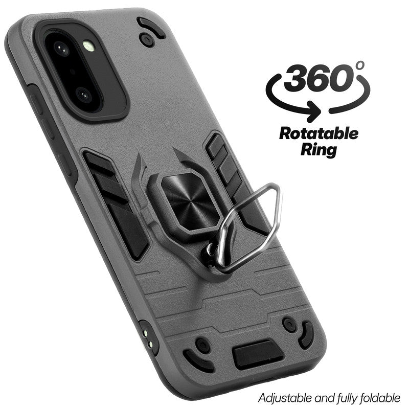 Dual layer shockproof back cover with 360° rotatable ring grip for OnePlus 15R 5G