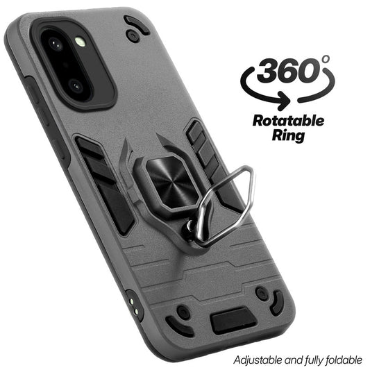 Dual layer shockproof back cover with 360° rotatable ring grip for OnePlus 15R 5G