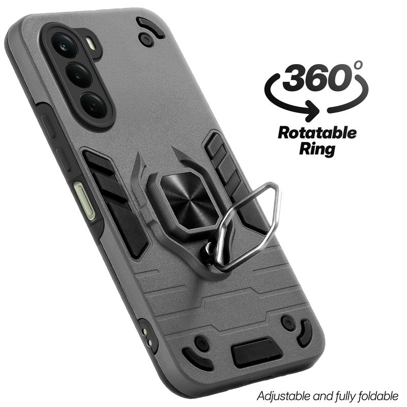 Dual layer shockproof back cover with 360° rotatable ring grip for OnePlus Nord CE 6 Lite 5G