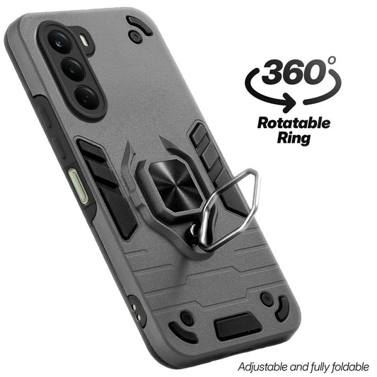 Dual layer shockproof back cover with 360° rotatable ring grip for OnePlus Nord CE 6 Lite 5G