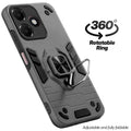 Dual layer shockproof back cover with 360° rotatable ring grip for Oppo A6C 4G