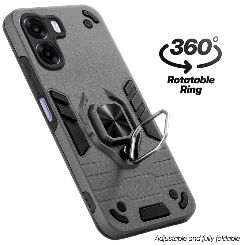 Dual layer shockproof back cover with 360° rotatable ring grip for Oppo A6s 5G