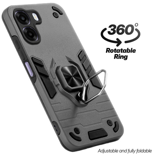 Dual layer shockproof back cover with 360° rotatable ring grip for Oppo A6s 5G