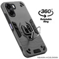 Dual layer shockproof back cover with 360° rotatable ring grip for Oppo A6x 5G