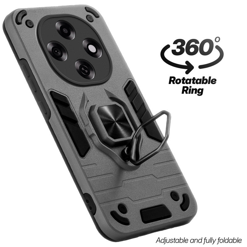 Dual layer shockproof back cover with 360° rotatable ring grip for Oppo F31 Pro 5G