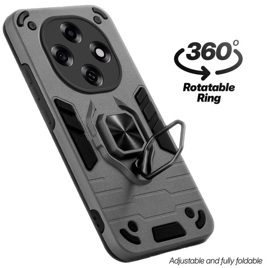 Dual layer shockproof back cover with 360° rotatable ring grip for Oppo F31 Pro 5G