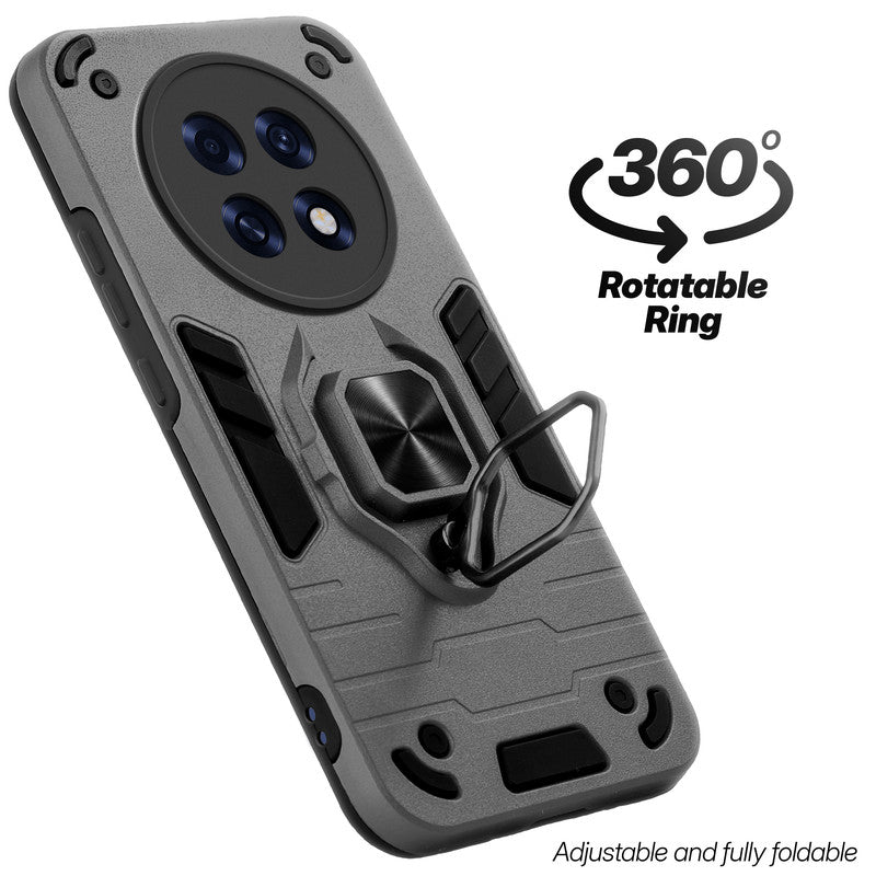 Dual layer shockproof back cover with 360° rotatable ring grip for Oppo F31 Pro Plus 5G