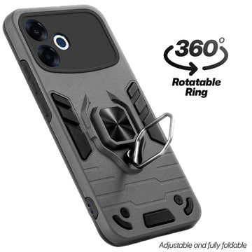 Dual Layer Shockproof Back Cover with 360° Rotatable Ring Grip & Impact Resistant Frame for Oppo F33 Pro 5G