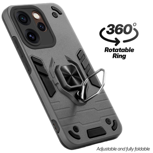 Dual layer shockproof back cover with 360° rotatable ring grip for Oppo Reno 15 Pro 5G