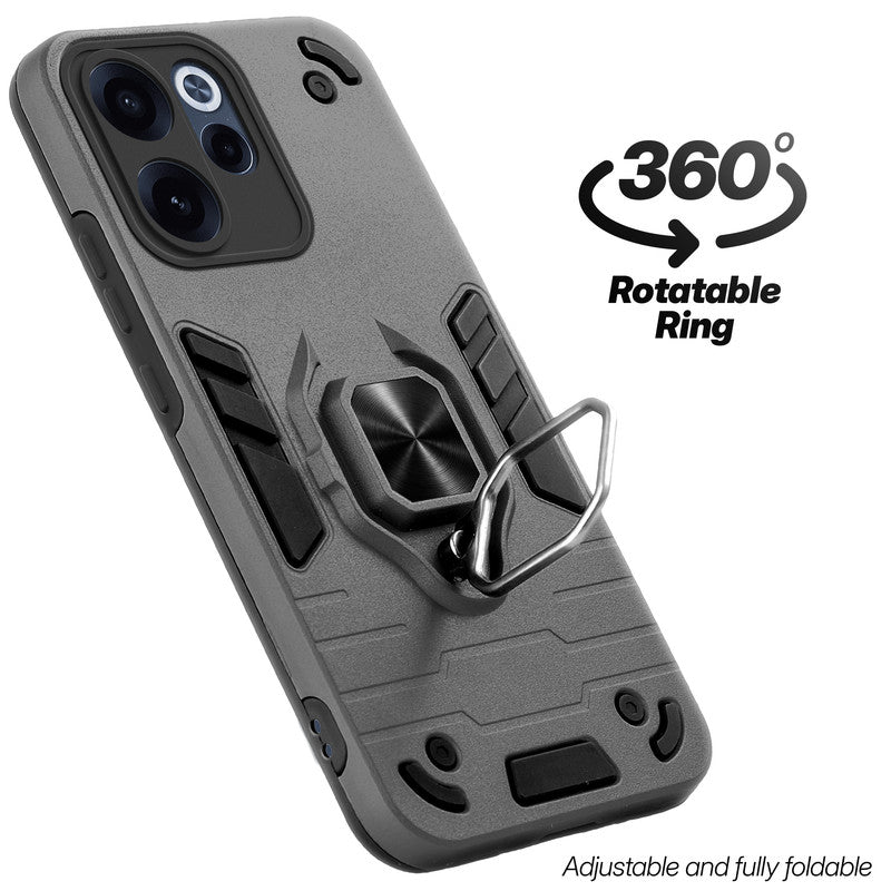 Dual layer shockproof back cover with 360° rotatable ring grip for Oppo Reno 15C 5G