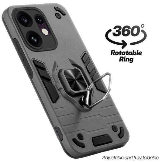 Dual layer shockproof back cover with 360° rotatable ring grip for Oppo Reno 16 5G