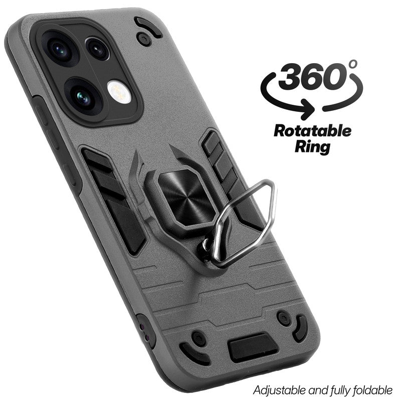 Dual layer shockproof back cover with 360° rotatable ring grip for Oppo Reno 16 Pro 5G