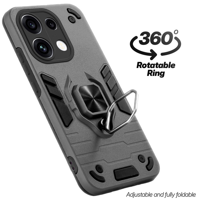 Dual layer shockproof back cover with 360° rotatable ring grip for Oppo Reno 16C 5G