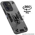 Dual layer shockproof back cover with 360° rotatable ring grip for Poco C85 5G