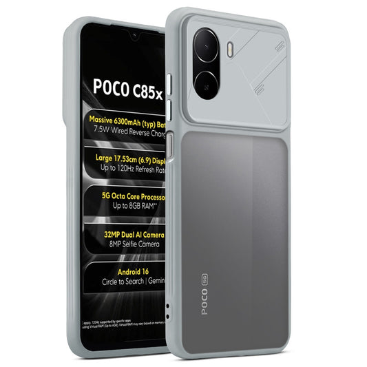 Premium Frosted Back Cover with Textured Camera Design & Metal-Look Buttons for Poco C85x 5G