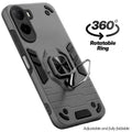 Dual layer shockproof back cover with 360° rotatable ring grip for Poco C85x 5G