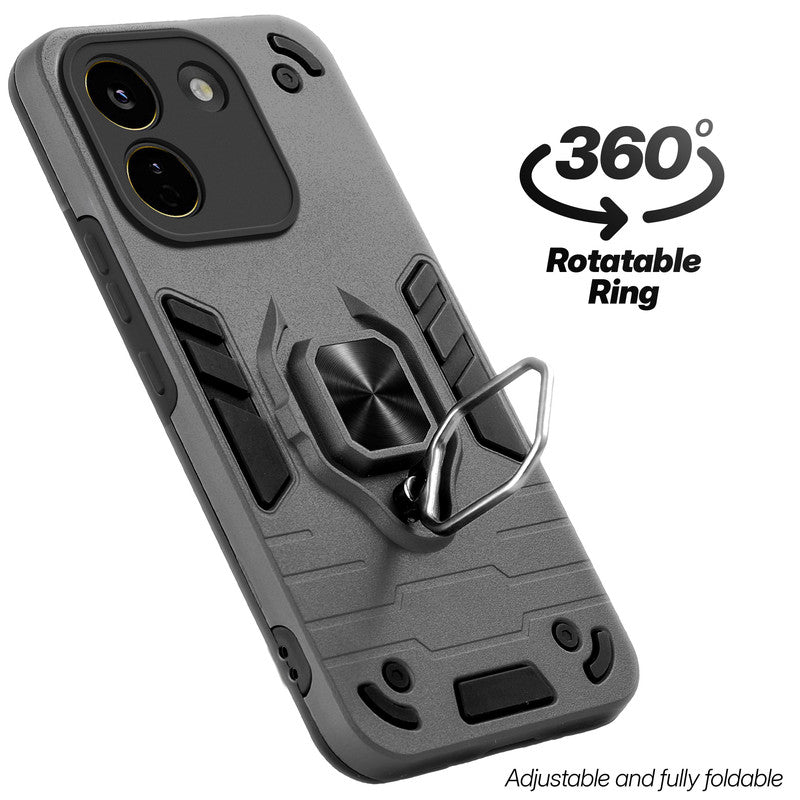 Dual layer shockproof back cover with 360° rotatable ring grip for Poco X8 Power 5G