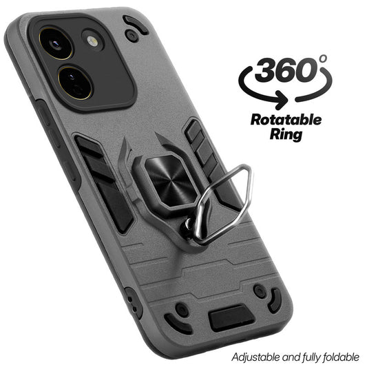 Dual layer shockproof back cover with 360° rotatable ring grip for Poco X8 Power 5G