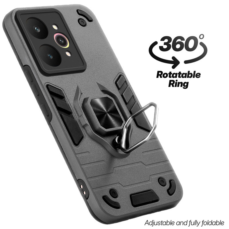 Dual layer shockproof back cover with 360° rotatable ring grip for Realme 15 5G