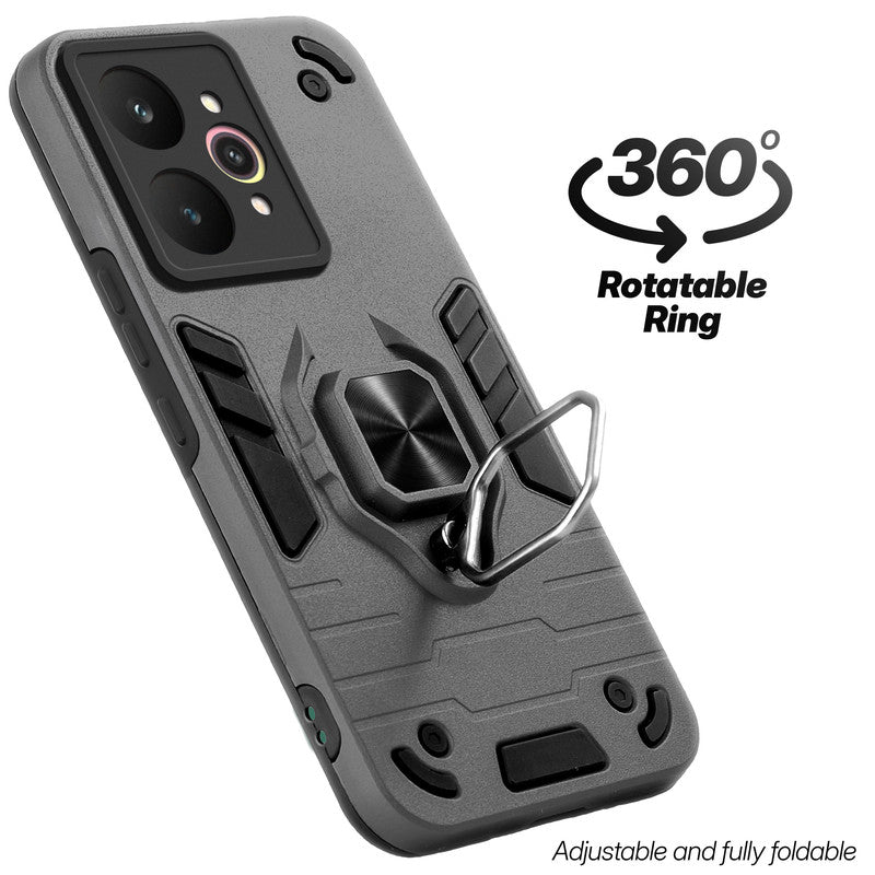 Dual layer shockproof back cover with 360° rotatable ring grip for Realme 15 Pro 5G