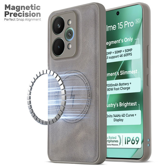 Refined PU Leather Case for Realme 15 Pro 5G , with Support for MagSafe & Wireless Accessories