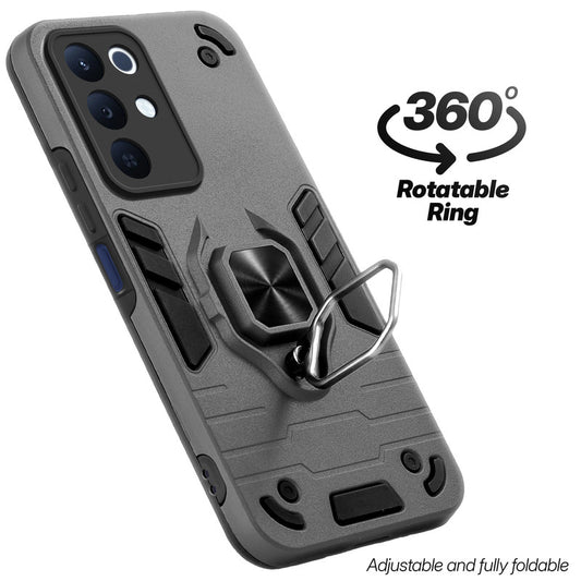 Dual layer shockproof back cover with 360° rotatable ring grip for Realme 15x 5G
