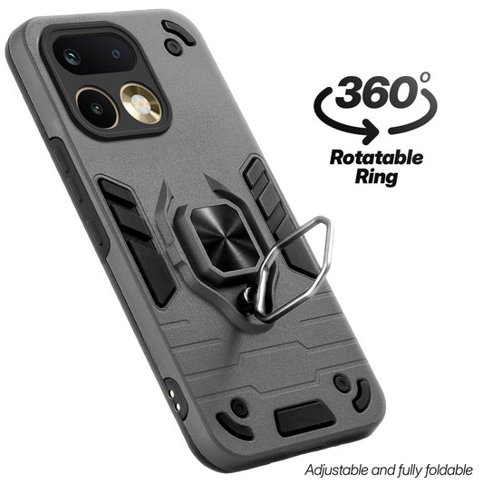 Dual layer shockproof back cover with 360° rotatable ring grip for Realme 16 Pro 5G