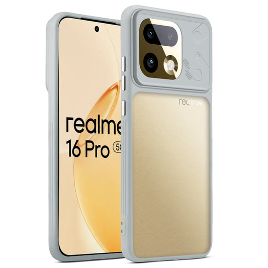 Premium Frosted Back Cover with Textured Camera Design & Metal-Look Buttons for Realme 16 Pro 5G