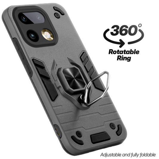 Dual layer shockproof back cover with 360° rotatable ring grip for Realme 16 Pro Plus 5G