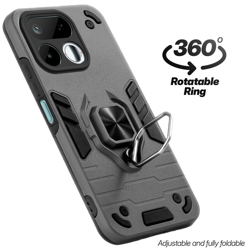 Dual layer shockproof back cover with 360° rotatable ring grip for Realme 16T 5G