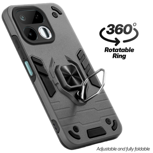 Dual layer shockproof back cover with 360° rotatable ring grip for Realme 16T 5G