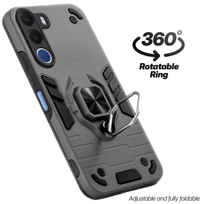 Dual layer shockproof back cover with 360° rotatable ring grip for Realme C100x 5G