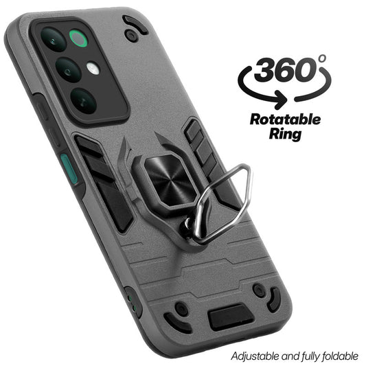 Dual layer shockproof back cover with 360° rotatable ring grip for Realme C85 5G