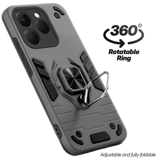 Dual layer shockproof back cover with 360° rotatable ring grip for Realme Narzo 90 5G