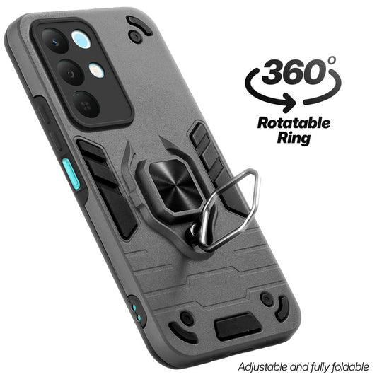 Dual layer shockproof back cover with 360° rotatable ring grip for Realme Narzo 90x 5G