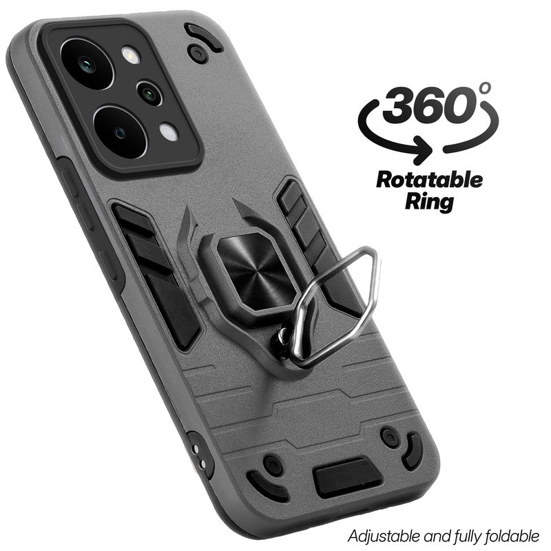 Dual layer shockproof back cover with 360° rotatable ring grip for Realme P4 Power 5G