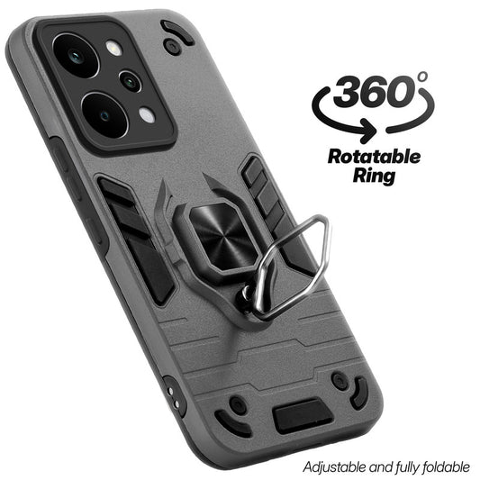Dual layer shockproof back cover with 360° rotatable ring grip for Realme P4 Power 5G