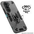 Dual layer shockproof back cover with 360° rotatable ring grip for Realme P4x 5G