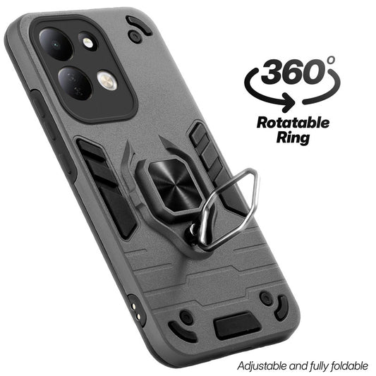 Dual layer shockproof back cover with 360° rotatable ring grip for Redmi 17 5G