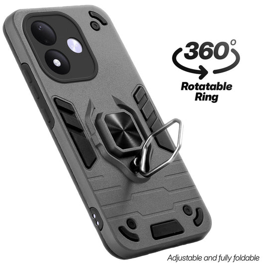 Dual layer shockproof back cover with 360° rotatable ring grip for Redmi Note 17 5G