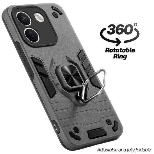 Dual layer shockproof back cover with 360° rotatable ring grip for Redmi Note 17 Pro Max 5G